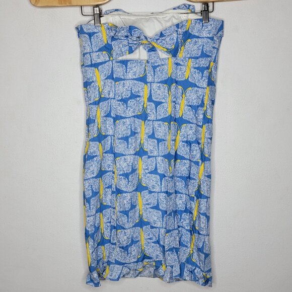 Lilly Pulitzer Strapless Dress Empire Waist Franco Butterfly Blue / Yellow Sz 8 - Picture 2 of 6